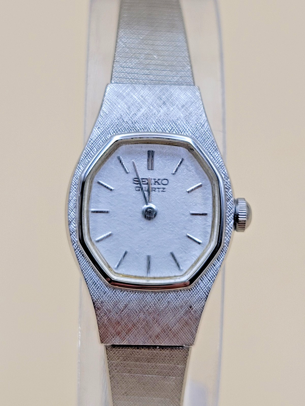 VTG Seiko Women’s Quartz Dress Watch 5420-5059 Octagon Silver Tone NEW BATTERY